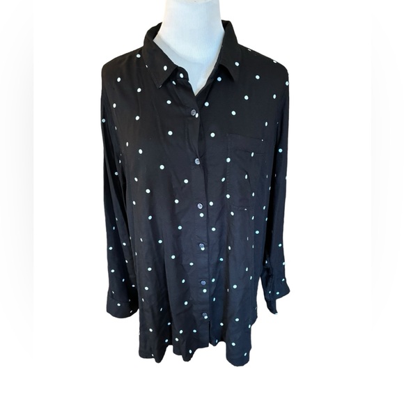 Old Navy Women’s Black with White Polka Dots Button Up Top Size‎ XXL - Picture 1 of 8